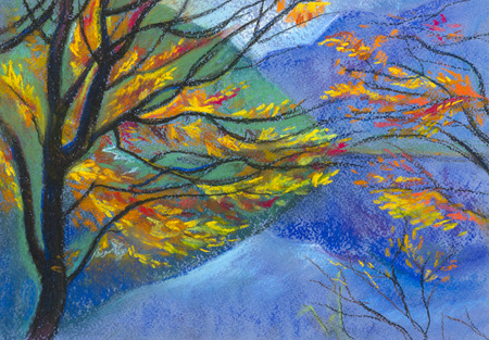 Autumn mountains and clear lakesの写真素材