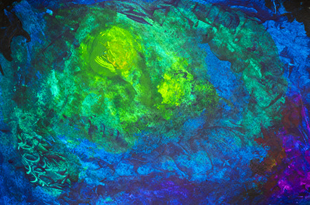 small universe in blue and green tonesの写真素材
