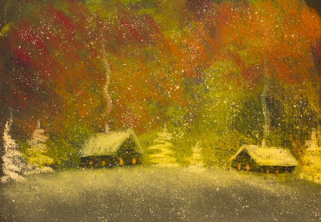 Christmas snow and frosty nightの写真素材