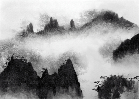 Chinese high mountains and mistの写真素材