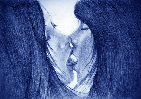 mad homosexual love of two girlsの写真素材