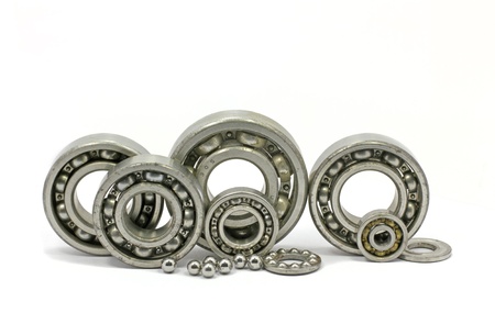 Bearings of different sizes taken on a white background.の写真素材