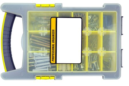 organizer with screws on a white background