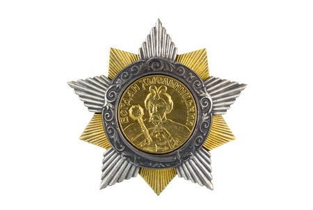 Order of Bohdan Khmelnytsky I degree on white background の写真素材