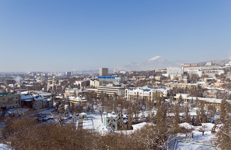 Pyatigorsk winter mountains in the background の写真素材