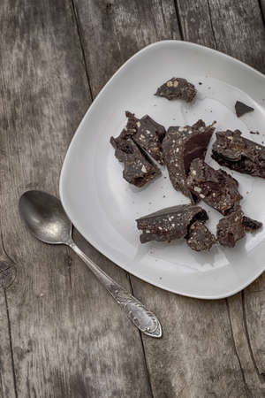 Broken pieces of chocolateの写真素材