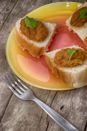 Open sandwich from bread and vegetable marrowsの写真素材