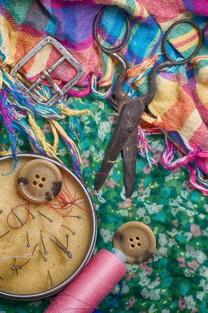 set of seamstress for needleworkの写真素材