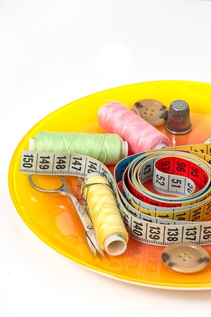 set of seamstress for needleworkの写真素材