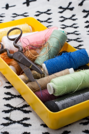 set of seamstress for needleworkの写真素材