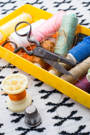 set of seamstress for needleworkの写真素材
