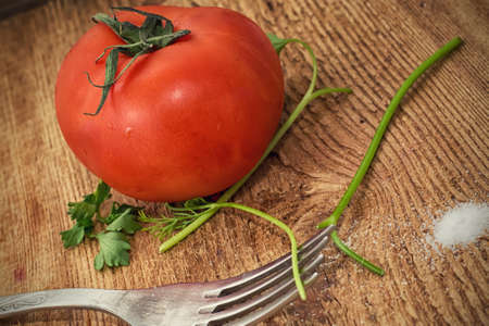 tomatoes with saltの写真素材