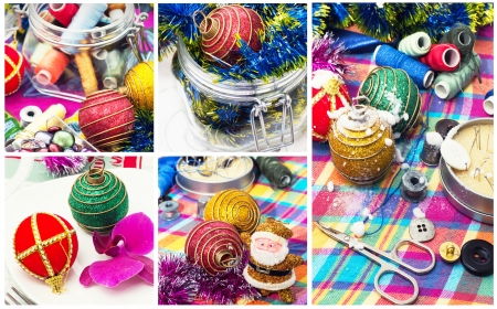 holiday collage Christmas from Christmas decorationsの写真素材