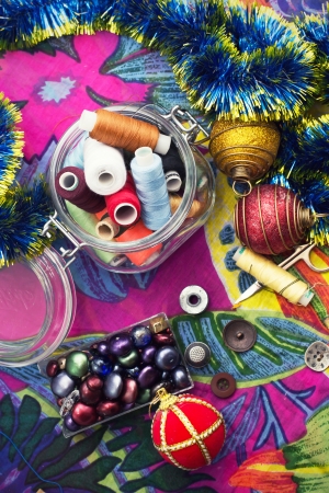 preparation of Christmas decorations for the holidayの写真素材