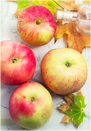 four juicy fragrant applesの写真素材