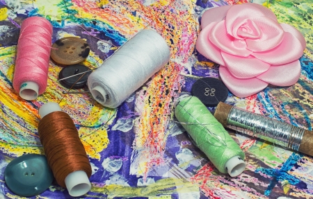 sewing and needlework toolsの写真素材