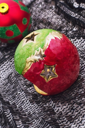 new year baubles and decorationsの写真素材