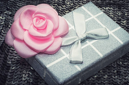 gift box with decorative flowerの写真素材