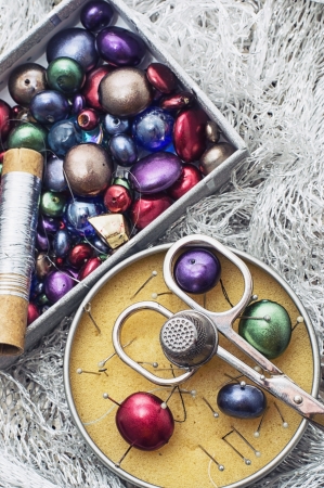 large decorative beads of different colorsの写真素材