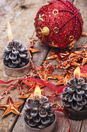 new year baubles and decorationsの写真素材