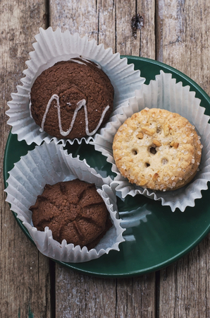 several types of baked sugar cookies の写真素材
