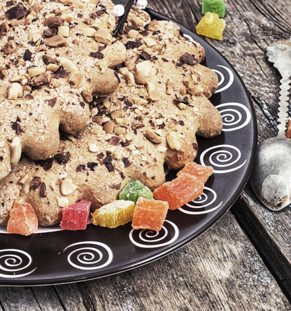 cookies with nuts and candied fruitsの写真素材