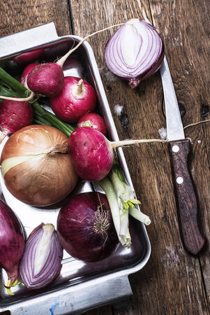 composition with vegetable aromatic spice-onionsの写真素材