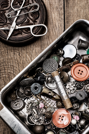 buttons and sewing toolsの写真素材
