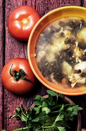 soup with fresh vegetablesの写真素材