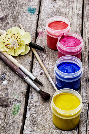 watercolor and brush for painting の写真素材
