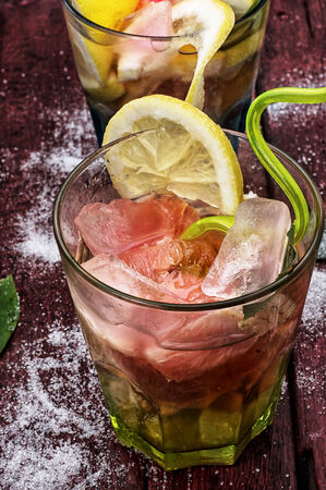 refreshing cocktail of fresh citrus fruitの写真素材