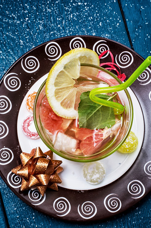 alcoholic cocktails with fresh fruitsの写真素材