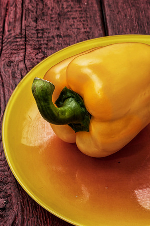 vegetarian fresh vegetable yellow pepper の写真素材