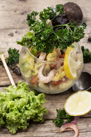 vegetarian summer salad of fresh vegetablesの写真素材
