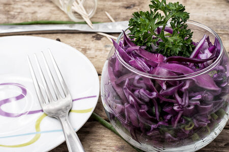 salad from fresh cabbage different varietiesの写真素材