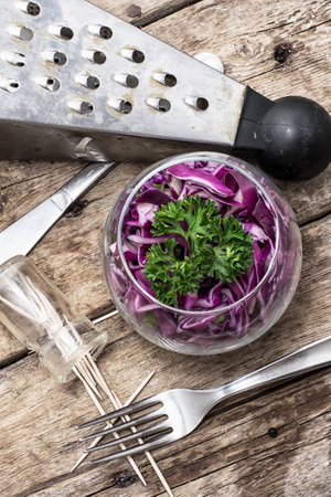 salad from fresh cabbage different varietiesの写真素材