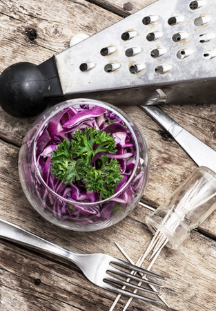 salad from fresh cabbage different varietiesの写真素材