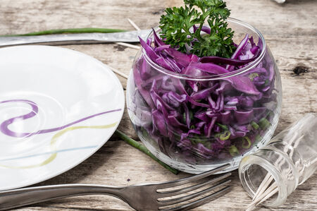salad from fresh cabbage different varietiesの写真素材