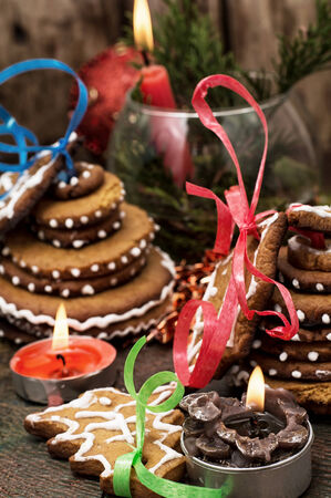 Christmas decorations and tasty cookiesの写真素材