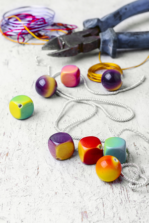 Set and jewelry beads for making jewelryの写真素材