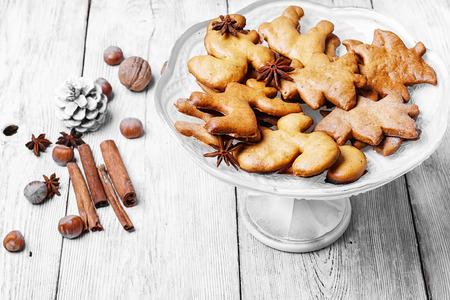 Christmas cookies in bright white vaseの写真素材