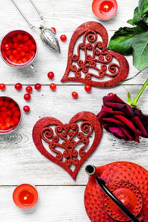morning tea for Valentine's dayの写真素材