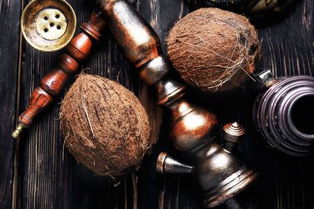 smoke oriental shisha and ripe tropical coconut.の写真素材