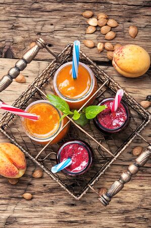 Healthy smoothies with apricot and currantの写真素材