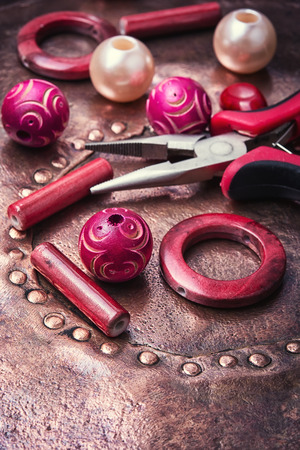 Retro beads and decorations for style making accessoriesの写真素材