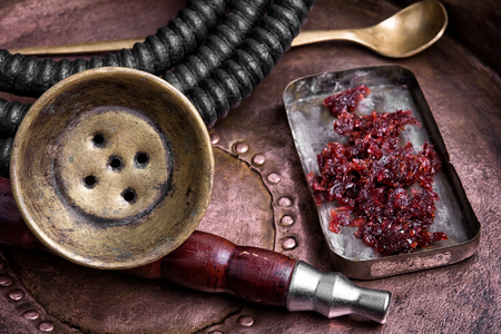 egyptian retro smoke tobacco hookah with tobaccoの写真素材