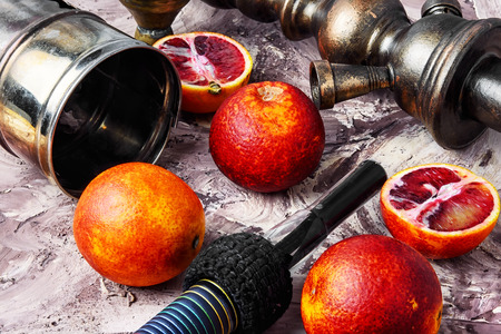 Stylish Turkish hookah tobacco with the taste of Sicilian orangeの写真素材