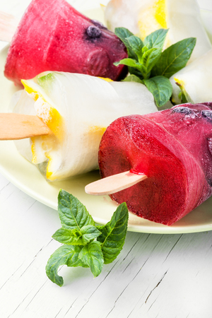 Summer ice cream with a taste of wild berries and lemon.Vanillaの写真素材