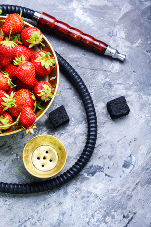 Oriental hookah with the aroma strawberry for relax.Strawberry shishaの写真素材