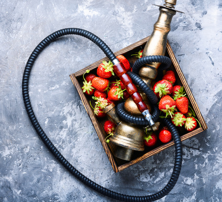 Oriental hookah with the aroma strawberry for relax.Strawberry shishaの写真素材